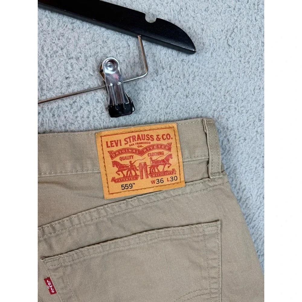 Levis 559 Jeans Mens 36x30 Beige Relaxed Straight Denim Pants Casual Jeans Mens